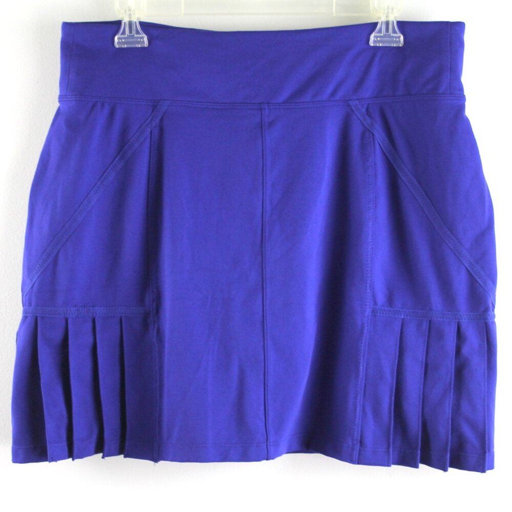 Athleta Purple Jersey Knit Pleated Side Hemline Golf Tennis Skort Shorts Skirt L